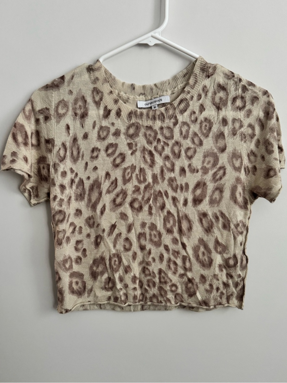 Olivaceous Beige Knit Leopard Print Top